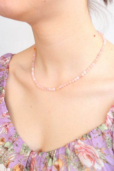 Crystalclem Pink Quartz Natural Stone Necklace