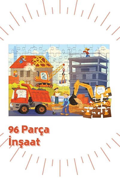 Bonkido 96 Parça, 5 Yaş Puzzle "inşaat" Puzzle Ebat 34x48cm