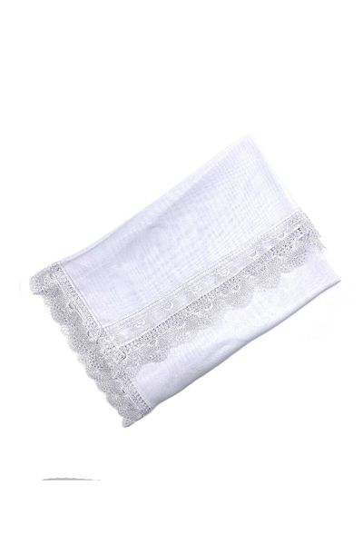 Naz İpek Embroidered Chiffon White Lace Mevlüt Cloth Prayer Cloth Mevlit 165x75 Cm