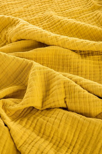 Caline Baby 4 Layer Muslin Blanket Shepherd's Stitch 115x115 Cm - Mustard