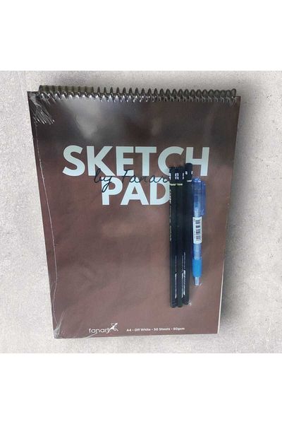 Fanart Academy Top Spiral A4 Sketch Pad (B-2B-4B) Graduated Pencil-TOMBOW MONO KNOCK PENCIL ERASER