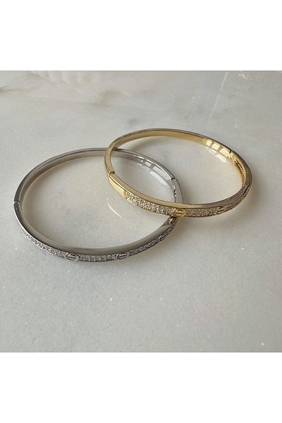 Rare Gold Jewelry C Zircon Stone Handcuff Bracelet -gold