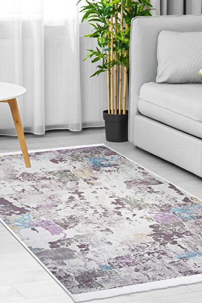 Dijidekor Kaymaz Taban Dijital Halı Salon Banyo Oda Koridor Mutfak Halısı Lil...