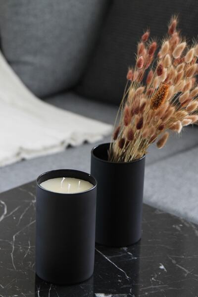 Paşabahçe طقم شموع ومزهرية سوداء - 1000 جرام 15x9