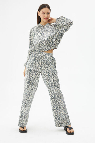 Laluvia Szürke mintás cipzáras dzseki nadrág szett