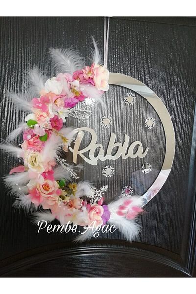 Pembe Ağaç Tasarım Atölyesi Διαφανές παιδικό στολίδι για παιδική πόρτα με ειδικό σχέδιο με νιφάδες χιονιού