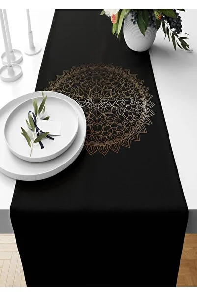 Pilloveland Runner Ramadan Mandala Mediu Cu Motiv Tesut din piele intoarsa 140*40 Cm Ramadan Kareem
