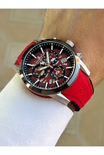 Quantum Fonksiyonları Aktif Kırmızı Renk Silikon Kordon Çelik Kasa Erkek Kol Saati 1095658