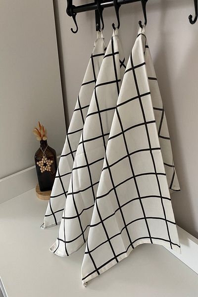 Emtory Home 3 Συσκευασίες Καρό Πανί - Γερμανικό Πανί - Λεπτό Λινό Πανί - 50 x 70 cm