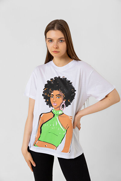 Benedetto Γυναικείο βαμβακερό μπλουζάκι με λευκό στάμπα B001