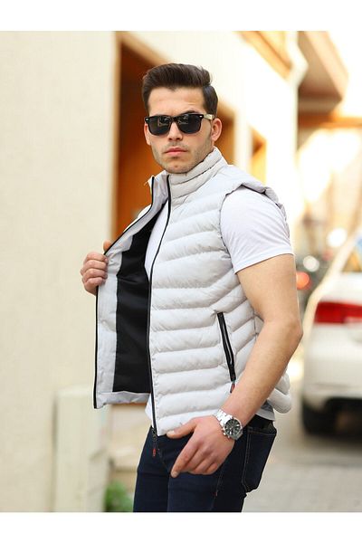 Boymen Men's Gray Puffer Vest