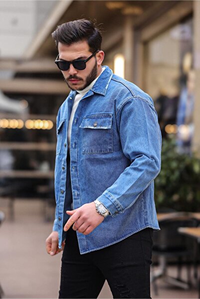 ANTIBIOTIC Άνετη εφαρμογή Oversize Jean τζιν πουκάμισο