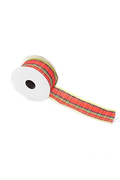 Lora Wedding 2.5m Red-green Patterned Wire Ribbon 38mm