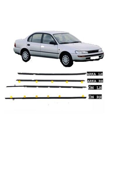 SANCARAUTO ÇITA CAM FİTİL TOYOTA COROLLA AE101 XLI 1993-1994-1995-1996-1997-1998 TAKIM 4 KAPI SİYAH