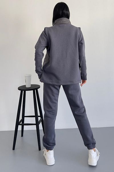 vuvutasarım 3 Yarn Sweatshirt High Waist Bottom Tracksuit with Pockets and Vest 3 Pieces Antresite Sports Tracksuit Set 500