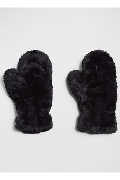 BAHELS Women's Black Plush Fur Soft Viral Gloves