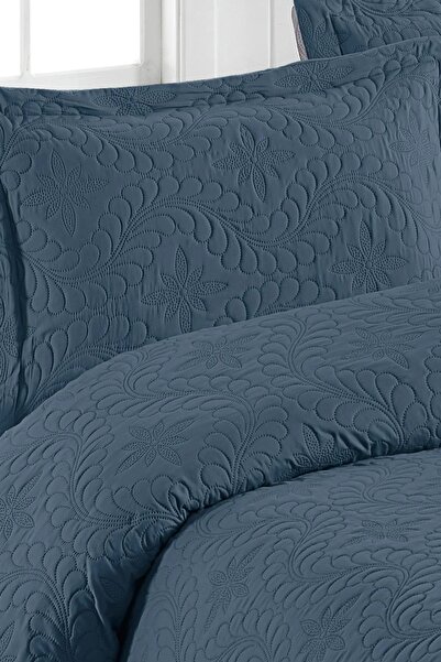 Örtüm Ivy Petrol Mavisi Tek Kişilik Microfiber Kapitone Yatak Örtüsü