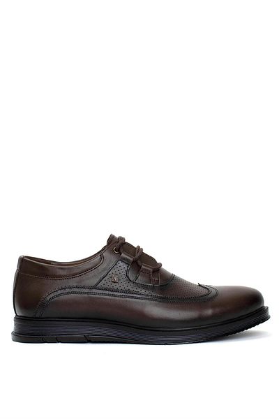 Ayakkabı Fuarı Elit 24YNbl986C Ανδρικά παπούτσια casual από γνήσιο δέρμα καφέ