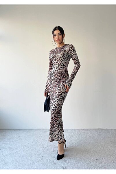 SONREİR NOVÁ SEZÓNA PODLEMOVANÁ - OBLAČNÝ VZOR - KVĚTINOVÉ - TYLOVÉ ŠATY MIDI DÉLKY SE VZOREM RŮŽE