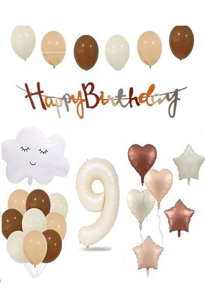 DÜVENCİ TİCARET Set de aniversare retro; Folie de numere crem