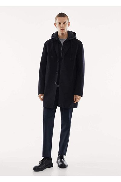 MANGO Man Wolljacke – Abnehmbare Kapuze