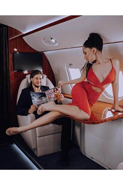 İlaydaButik Simli Fukuro Kumaş Sırt Fermuarlı Midi Boy Elbise