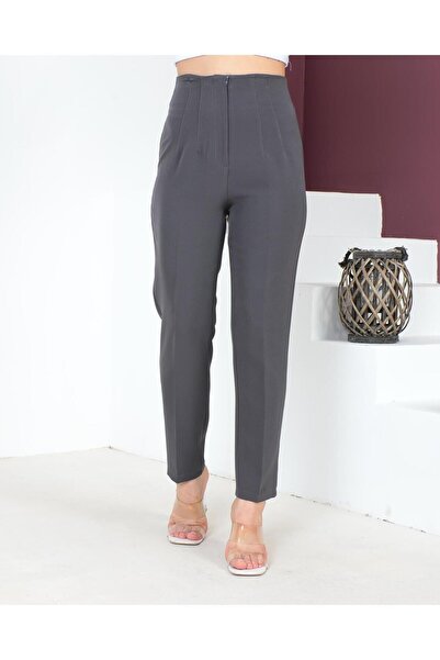 AS AFŞAR SELCAN Kadın Kalem Düğme Kapamalı Fermuarlı İçten Pileli Pantolon