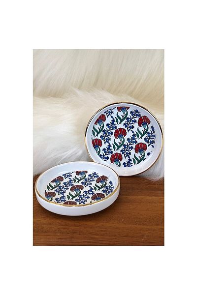 AYBABA STORE Porcelain Tea Plate Hazel Carnation Patterned 6 Pieces