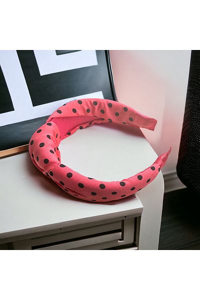 alsaccessories Model de damă de culoare portocalie cu buline, coroană de păr cu noduri, clemă de păr