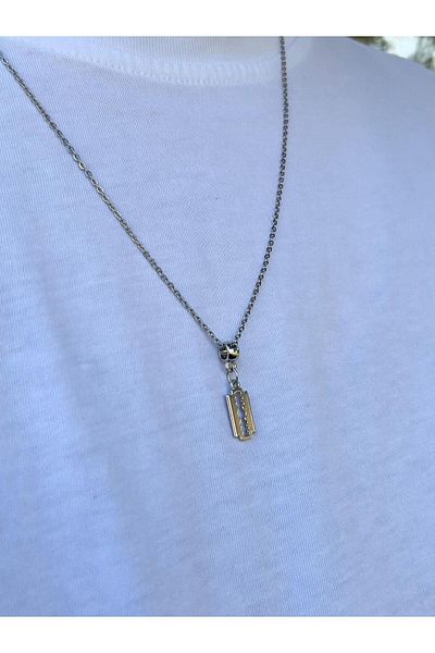 Piercing Market Steel & Silver Men's Silver Color Special Design Necklace