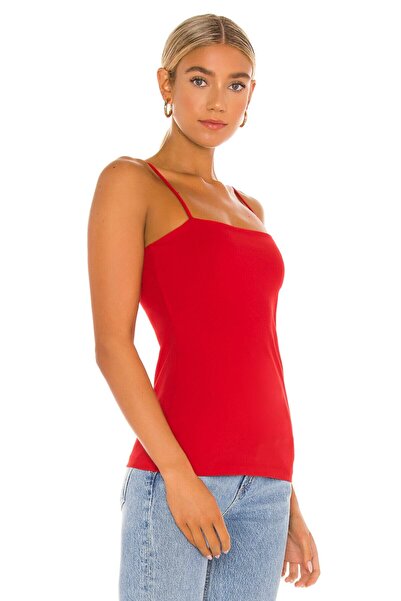 By Kul Design Kadın Kırmızı Ince Askılı Ipek Jarse Bluz