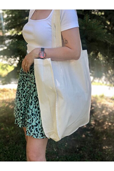 Hayat Ağacı Atölyesi حقيبة شاطئ كبيرة الحجم صديقة للبيئة من القماش الخام