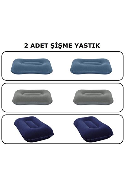 BESTWAY 2 Adet 67121 Şişme Yastık 42x26x10 Cm Gri - Mavi