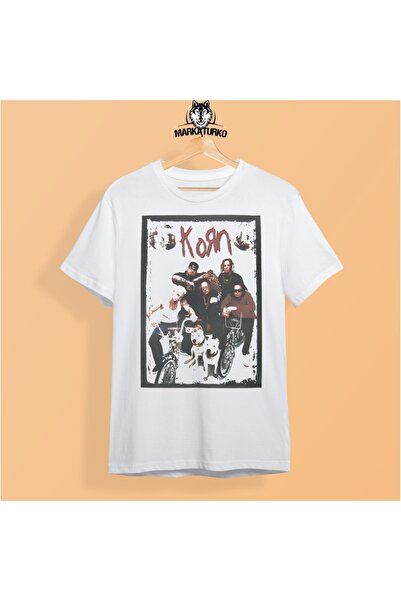 MarkaTurko تي شيرت كورن مطبوع باللون الأبيض بتصميم مخصص من القطن الممشط للجنس...