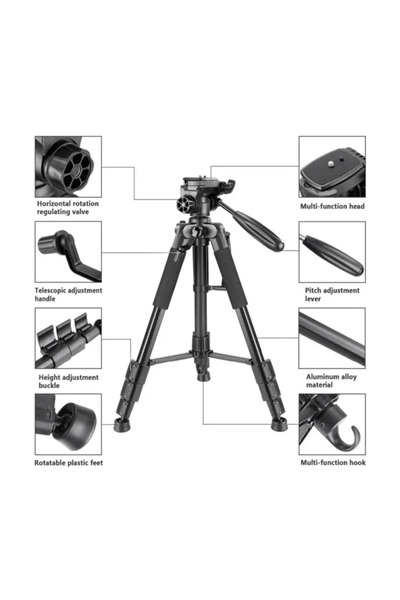post alley Bluetooth Kumandalı Profesyonel 150 Cm Kamera Ve Cep Telefonu Tripodu Telefon Tutuculu Ve Çantalı