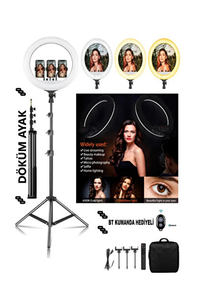 post alley Döküm Ayaklı 21 Inç Rıng Lıght Kumandalı Led 54cm Influencer Kuafö...