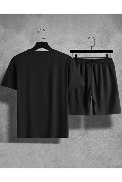 Revasser Unisek Black Shorts Black Oversize T-shirt Shorts Top Bottom Double ...