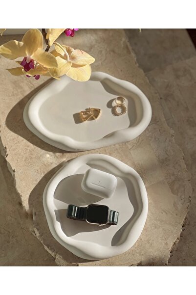 Miya Art Studio Σετ 2 Πιάτων Cloud Beton Organizer Διακοσμητικά Πιάτα Κοσμήματα