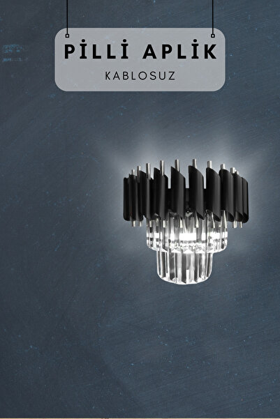 Genel Markalar Kablosuz Pilli Kristal Taşlı Modern Aplik Serisi - Yatak Odası - Salon - Hol - Mutfak