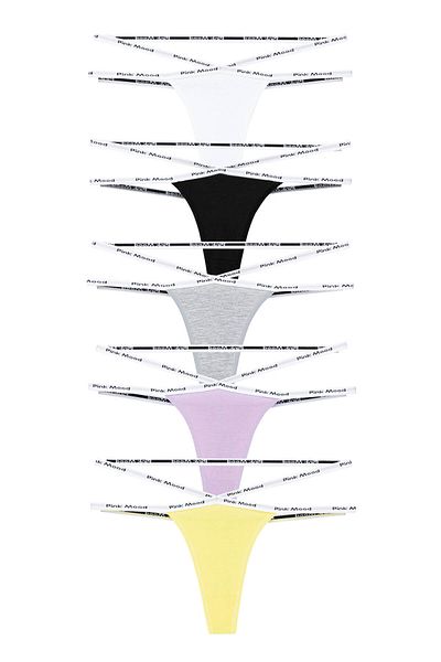 pink mood Double Rope Detailed Cotton Sexy Sports Thong 5 Pack