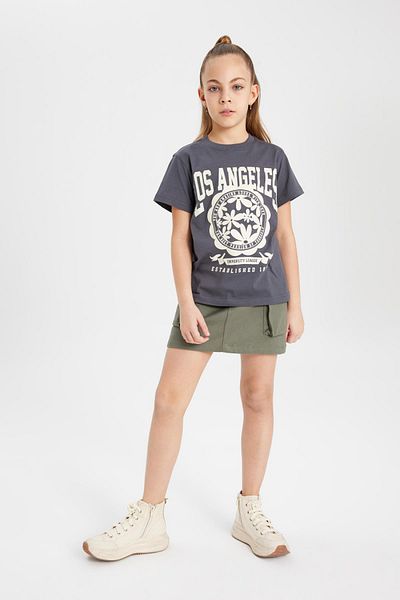 DeFacto Girl's Crew Neck Printed Short Sleeve T-Shirt B5088A824Sm
