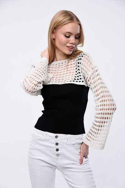 MA ananas Women's Ecru Openwork Bolero