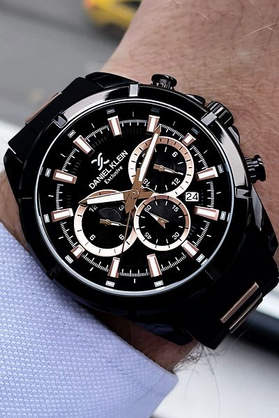 Daniel Klein Exclusive Men's Wristwatch 3 Atm Waterproof Black Color Silicone Cord + Bracelet DKE2072C3