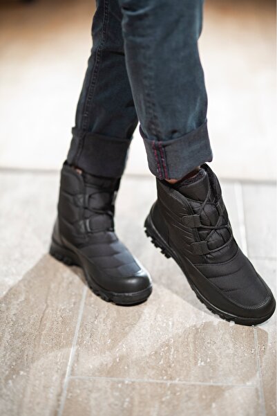 KHIONES Erkek Siyah Bağcıklı Kar Botu