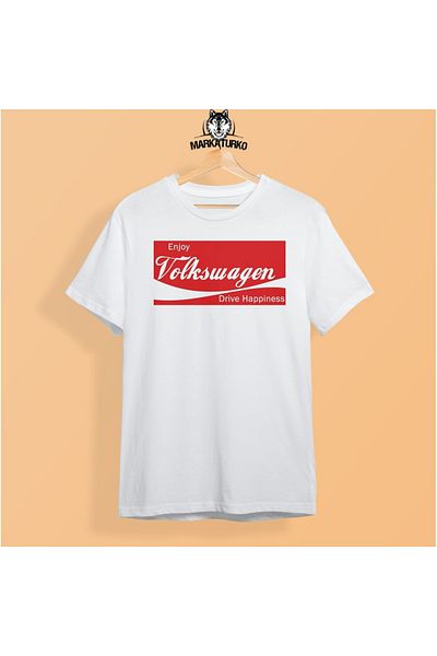 MarkaTurko Tricou unisex din bumbac cu design special oversize alb imprimat Volkswagen 706-b148