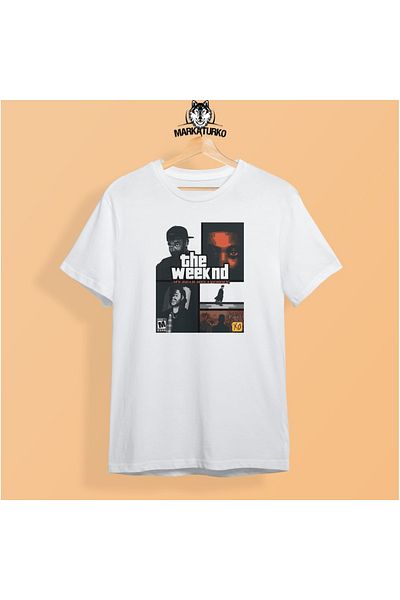 MarkaTurko Tricou unisex din bumbac pieptănat cu imprimeu alb cu design special The Weeknd 706-B29