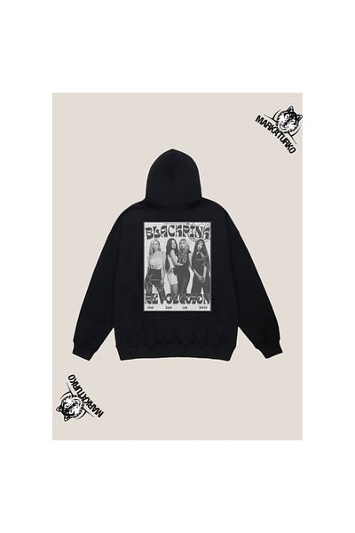 MarkaTurko BLACK PINK custom design back printed Black Hooded unisex Sweatshirt 105-7