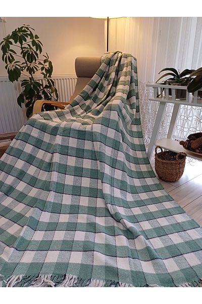 stay with love Skoç Blanket Plain Textured Cotton Blanket Double 180*220 cm