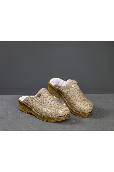 Dr. Mitra Wooden Look Sabo Slippers 602 Mink