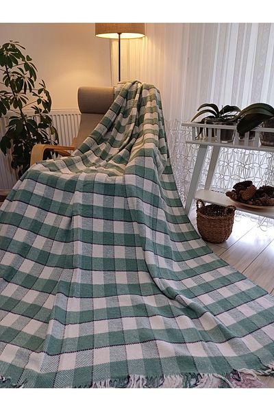 stay with love Skoç Blanket Plain Textured Cotton Blanket Double 180*220 cm